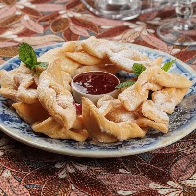 Печенье «Хворост» с ягодным пюре от Ресторана «Кухмистр»