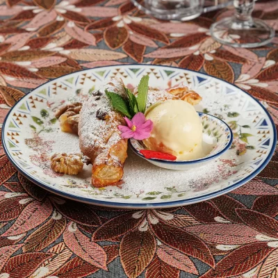 Яблочный штрудель с домашним мороженым от Ресторана «Кухмистр»